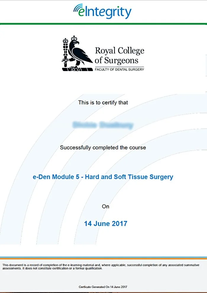 e-Den dental course certificate